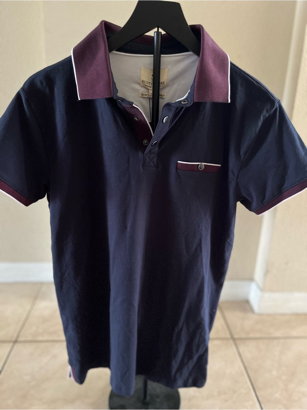 Scott James Navy Polo with Purple Trim